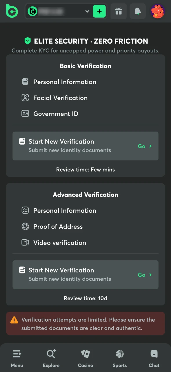 Select betting limits and verify account before playing Aviamasters.
