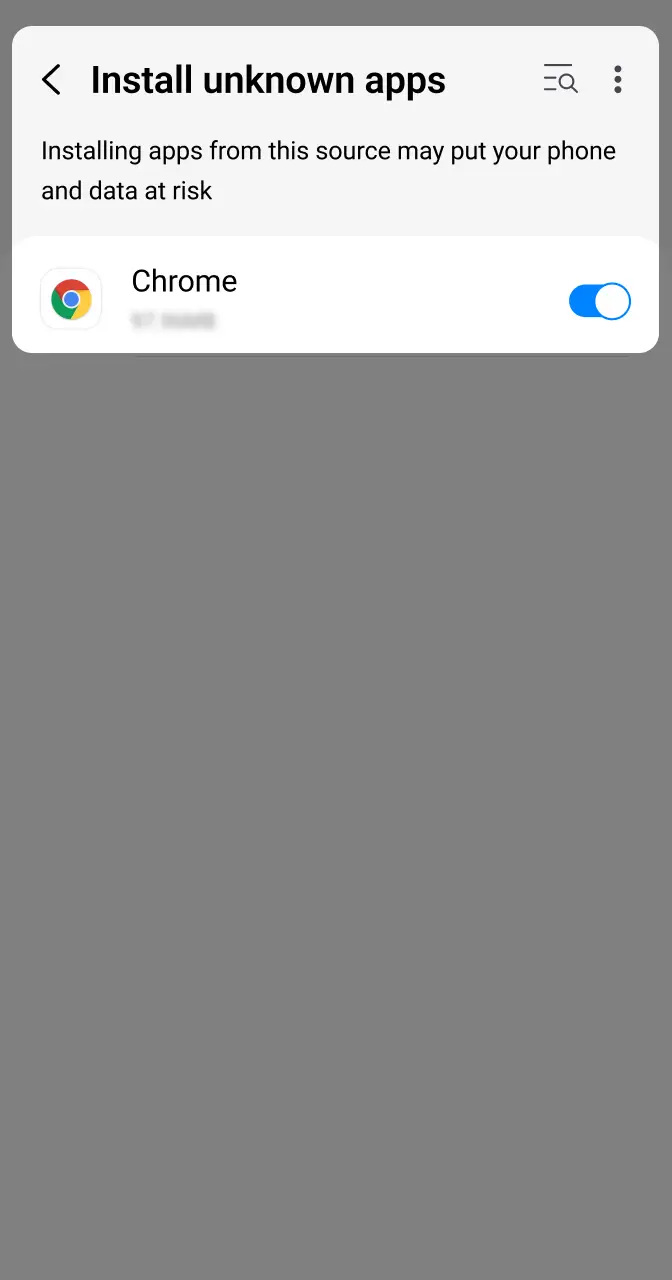 Change the settings to allow the installation of the Android APK.