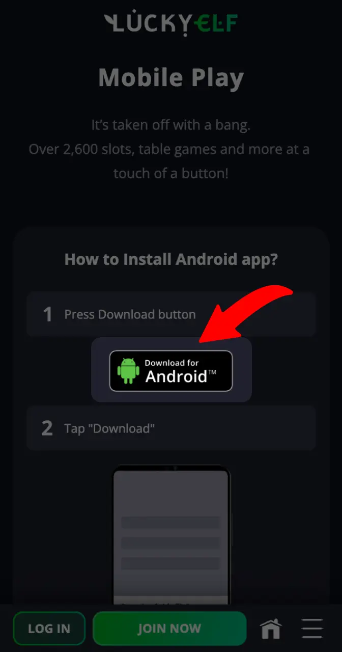 Click the “Download APK” button to get the Android mobile installer.