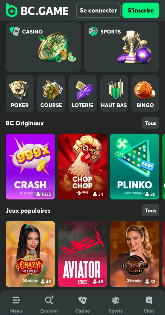 Ouvrez le site officiel du casino sur votre smartphone Android pour l'App.