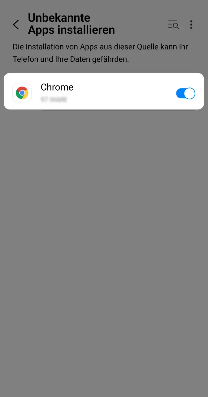 Erlauben Sie die Installation von unbekannten Quellen auf Ihrem Smartphone.