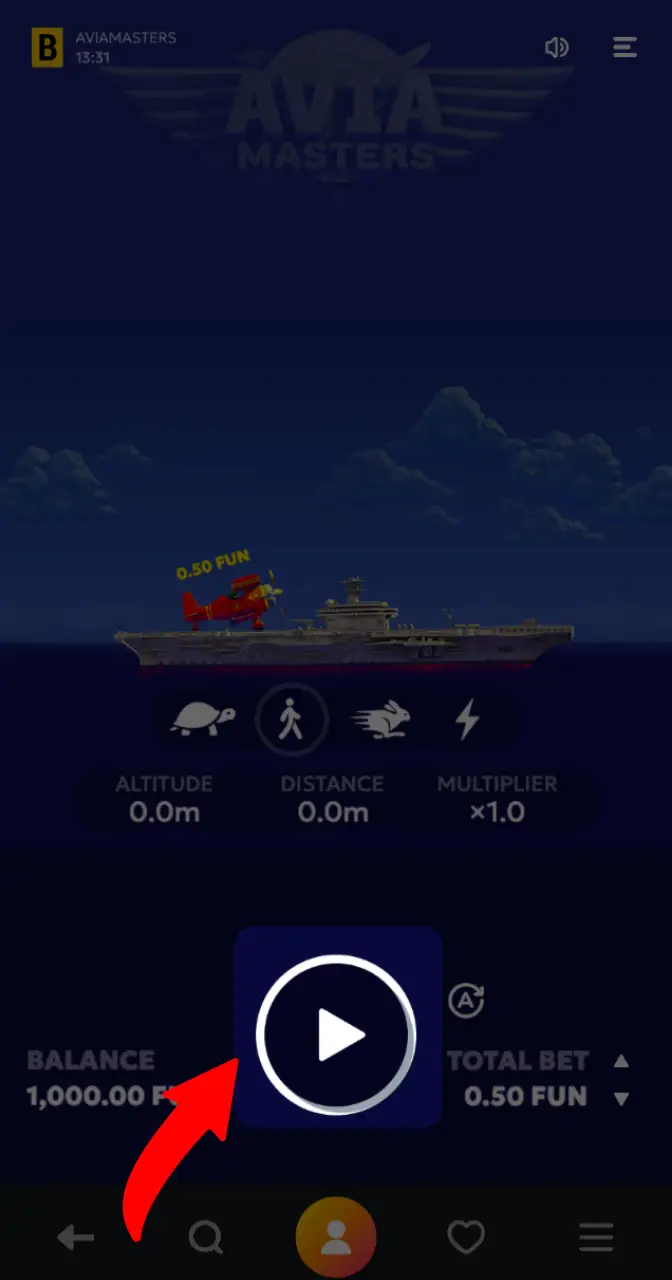 Start the round and enjoy the action in the Aviamasters demo.