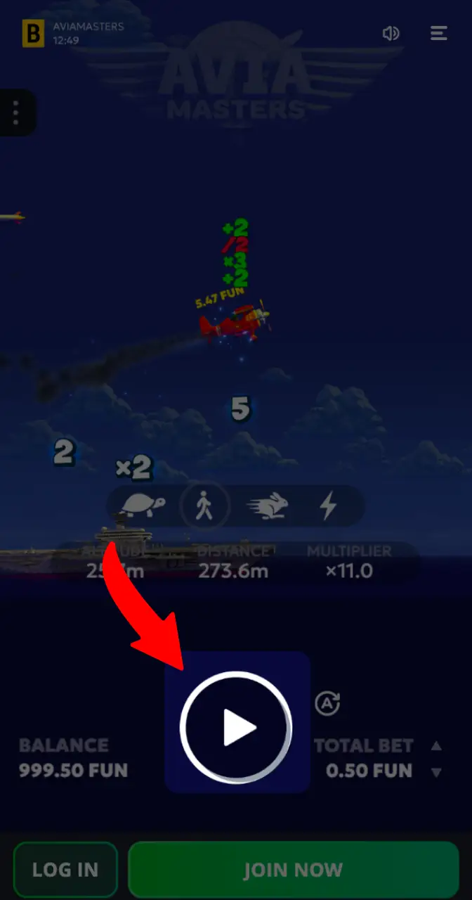 Start the round and enjoy risk-free gameplay in demo mode.