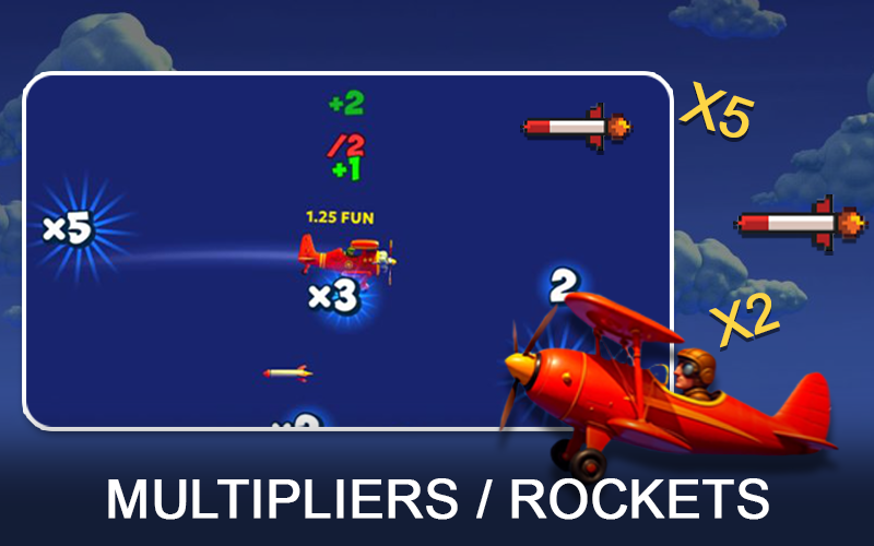 Increase your potential payouts with multipliers and rockets in Aviamasters demo.