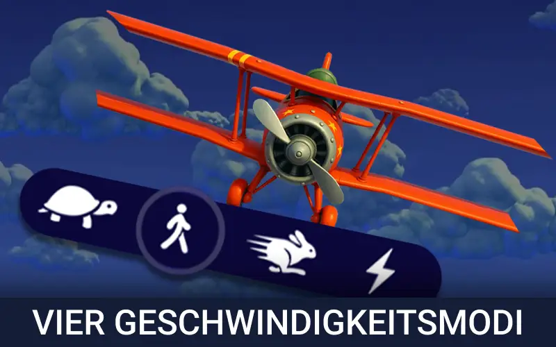 Aviamasters bietet seinen Nutzern vier Spielgeschwindigkeitsstufen an.