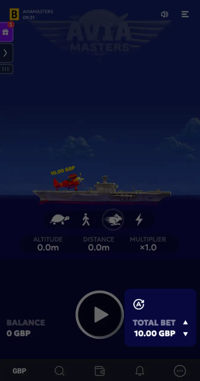 Start playing by clicking on the button in the Aviamasters game.