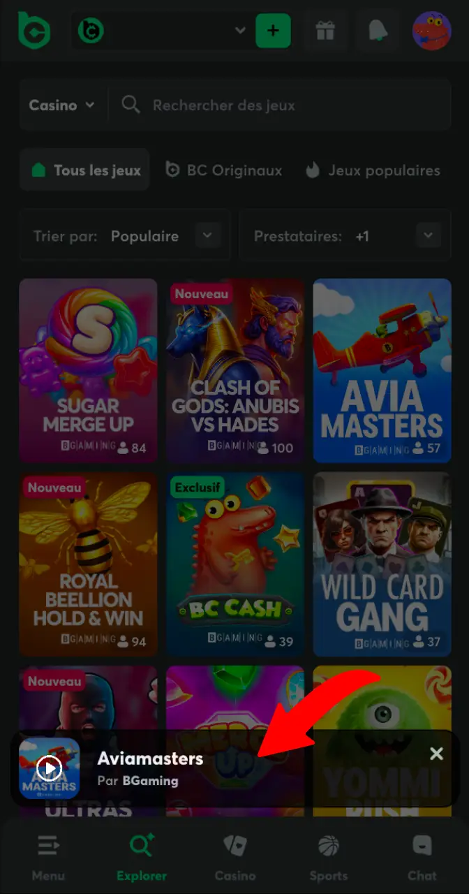 Utilisez la barre de recherche Guide pour trouver rapidement le jeu Aviamasters sur la plateforme.