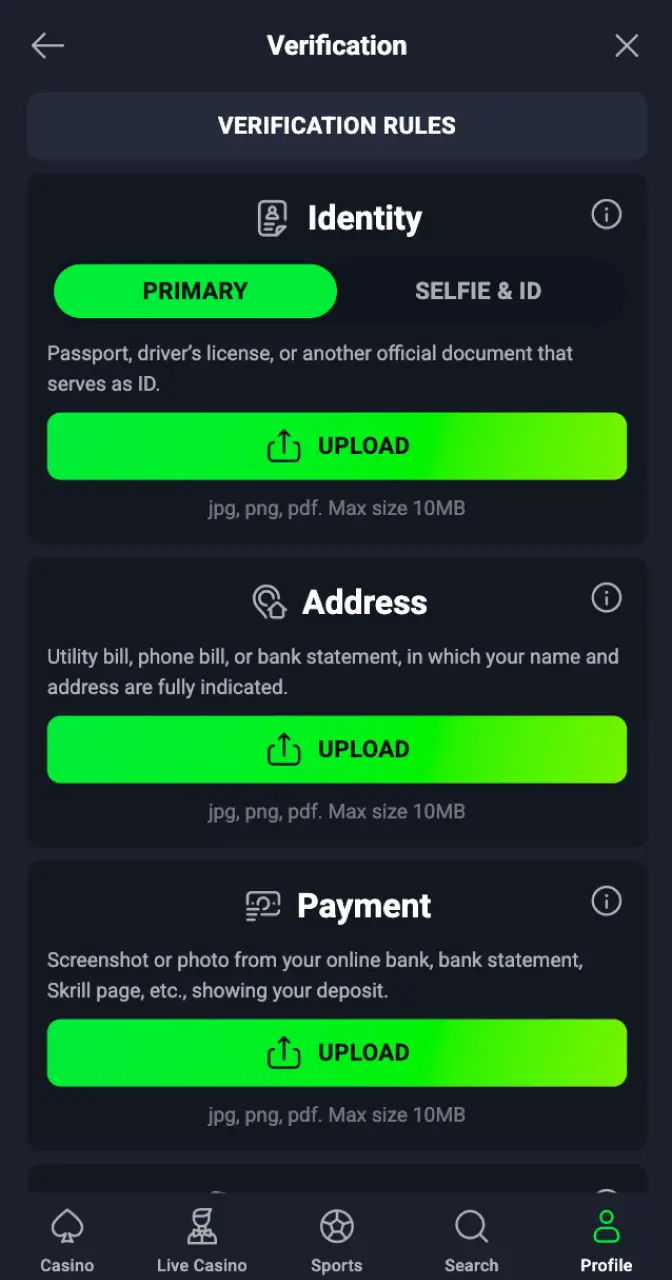 Select betting limits and verify account before playing Aviamasters.