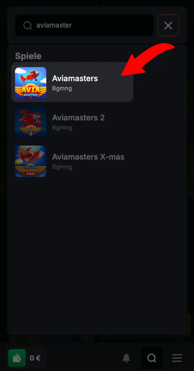 Verwenden Sie die Suchfunktion der Website, um das Spiel Aviamasters zu finden.